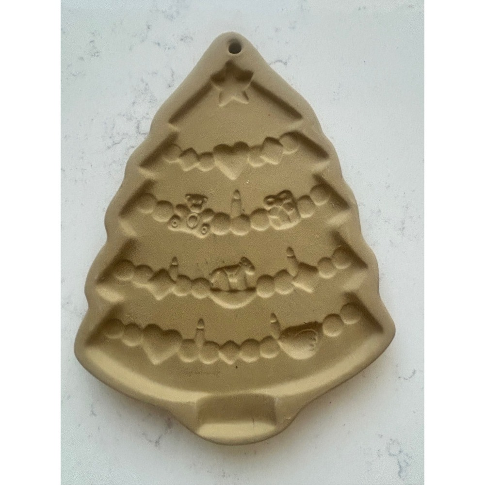 Vintage 1986 Brown Bag Cookie Art Christmas Tree Stoneware Mold Hill Design Inc